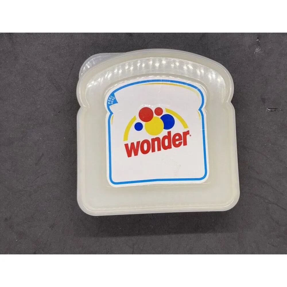 Wonder Bread Sandwich HOLDER‎ Plastic STORAGE CONTAINER CLASSIC WHITE LOGO +DOTS